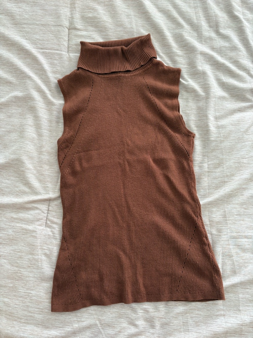 White House Black Market Brown Ribbed Sleeveless Turtleneck Tank